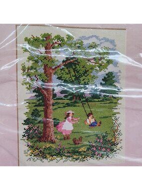 Cross Stitch Kit Swing Me Higher The Creative Circle #1677 8"x10" Vintage